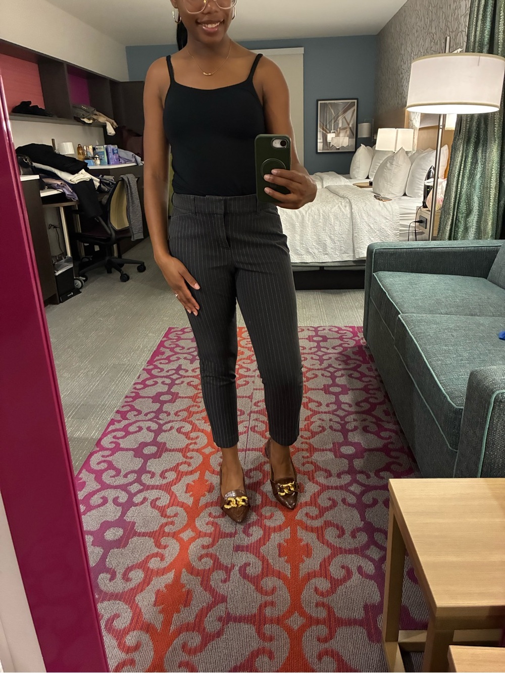 Old Navy Black Pinstripe Cropped Ankle Pants